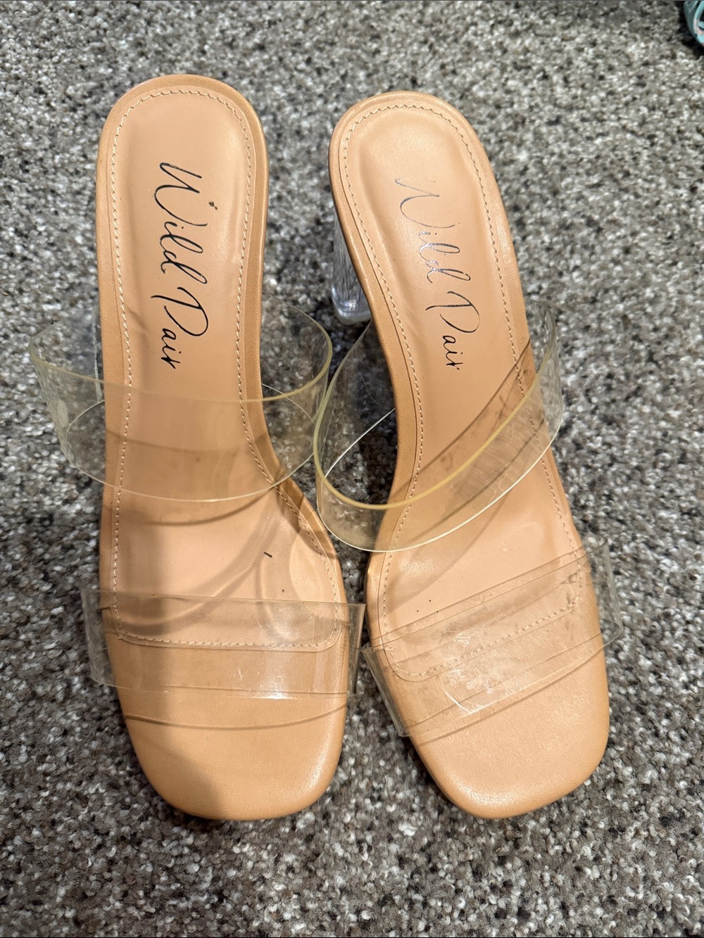 Wild Pair Women's Nude Clear Strap Heels